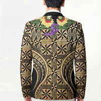 Grunge Gold Tonga Ngatu Kahoa Lei Blazer LT14 - Polynesian Pride