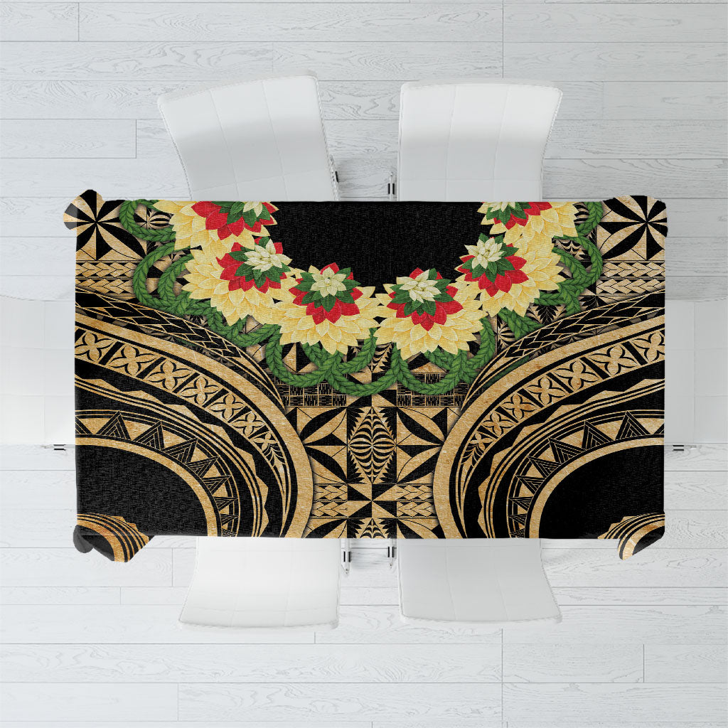 Grunge Gold Tonga Ngatu Kahoa Lei Tablecloth