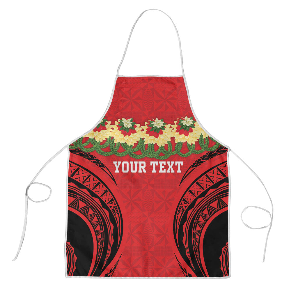 Personalised Red Tonga Ngatu Kahoa Lei Apron