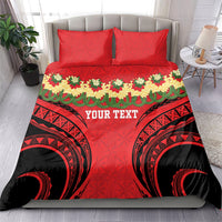 Personalised Red Tonga Ngatu Kahoa Lei Bedding Set LT14 - Polynesian Pride