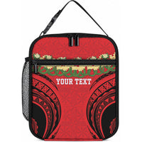 Personalised Red Tonga Ngatu Kahoa Lei Lunch Bag