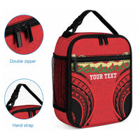 Personalised Red Tonga Ngatu Kahoa Lei Lunch Bag