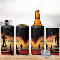 New Zealand Anzac 4 in 1 Can Cooler Tumbler Maori Camouflage Mix Poppies We Will Remember Them