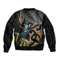 Aotearoa Kowhai Tui Bird Bomber Jacket Maori Ngaru With Silver Fern