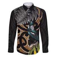 Aotearoa Kowhai Tui Bird Family Matching Long Sleeve Bodycon Dress and Hawaiian Shirt Maori Ngaru With Silver Fern