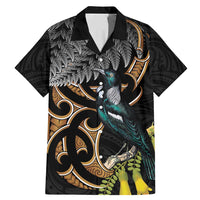 Aotearoa Kowhai Tui Bird Family Matching Mermaid Dress and Hawaiian Shirt Maori Ngaru With Silver Fern