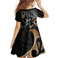 Aotearoa Kowhai Tui Bird Family Matching Tank Maxi Dress and Hawaiian Shirt Maori Ngaru With Silver Fern