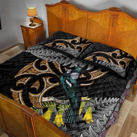 Aotearoa Kowhai Tui Bird Quilt Bed Set Maori Ngaru With Silver Fern