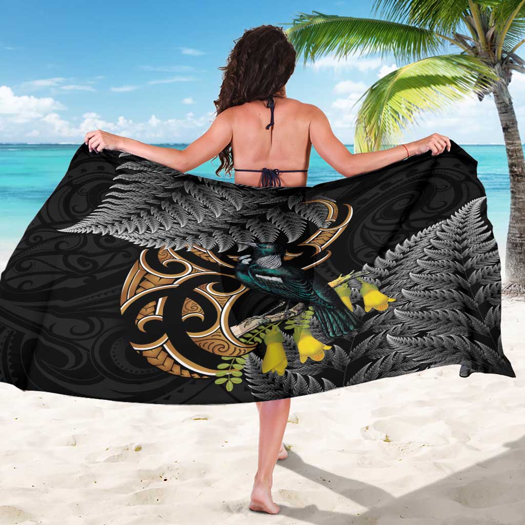 Aotearoa Kowhai Tui Bird Sarong Maori Ngaru With Silver Fern