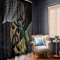 Aotearoa Kowhai Tui Bird Window Curtain Maori Ngaru With Silver Fern