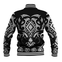 Black Ngaru Taniko With Aotearoa Maori Tattoo Baseball Jacket