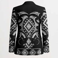 Black Ngaru Taniko With Aotearoa Maori Tattoo Blazer - Polynesian Pride