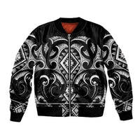 Black Ngaru Taniko With Aotearoa Maori Tattoo Bomber Jacket