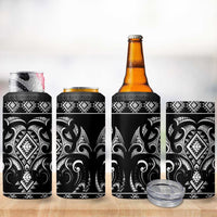 Black Ngaru Taniko With Aotearoa Maori Tattoo 4 in 1 Can Cooler Tumbler