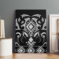 Black Ngaru Taniko With Aotearoa Maori Tattoo Canvas Wall Art