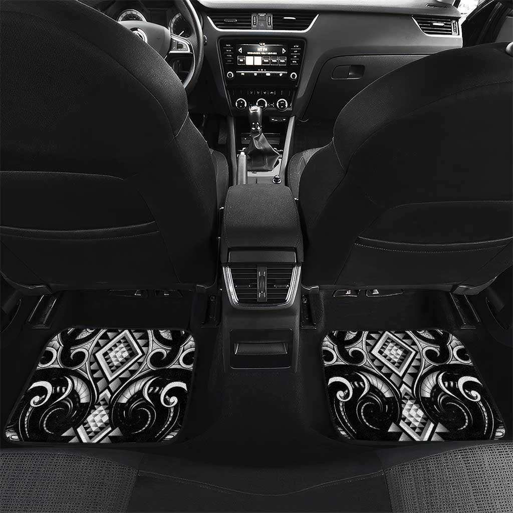 Black Ngaru Taniko With Aotearoa Maori Tattoo Car Mats