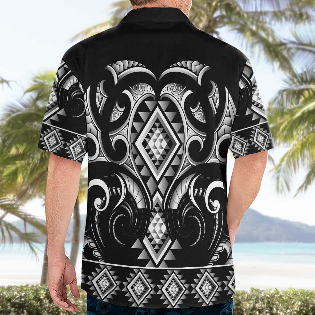 Black Ngaru Taniko With Aotearoa Maori Tattoo Hawaiian Shirt