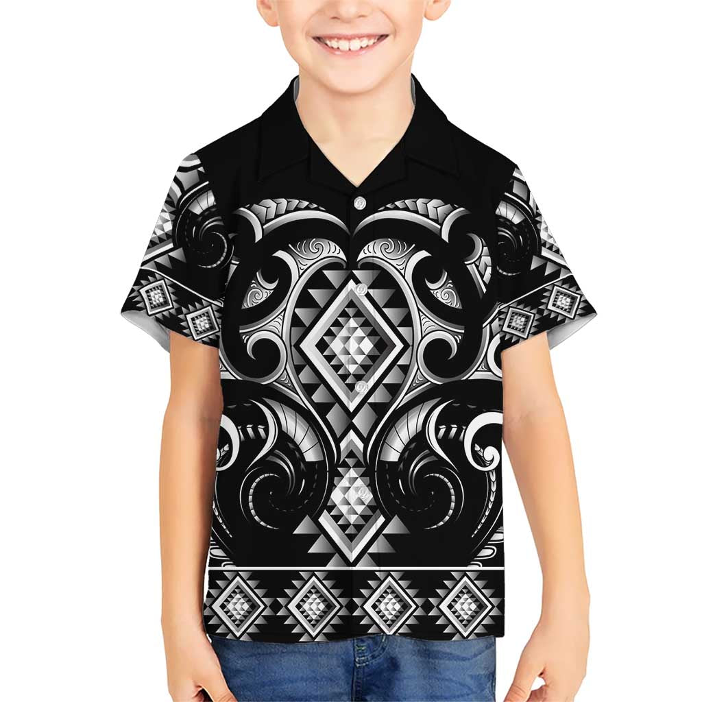 Black Ngaru Taniko With Aotearoa Maori Tattoo Hawaiian Shirt