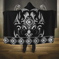 Black Ngaru Taniko With Aotearoa Maori Tattoo Hooded Blanket LT14 - Polynesian Pride