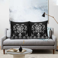 Black Ngaru Taniko With Aotearoa Maori Tattoo Pillow Cover - Polynesian Pride