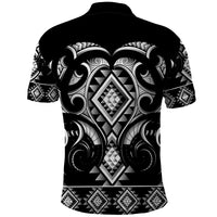 Black Ngaru Taniko With Aotearoa Maori Tattoo Polo Shirt
