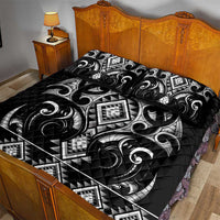 Black Ngaru Taniko With Aotearoa Maori Tattoo Quilt Bed Set