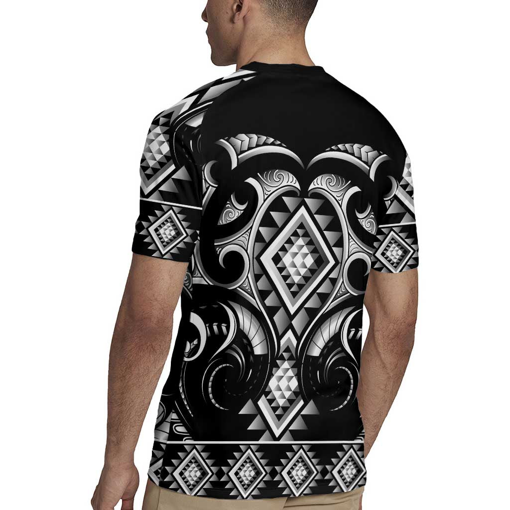 Black Ngaru Taniko With Aotearoa Maori Tattoo Rugby Jersey