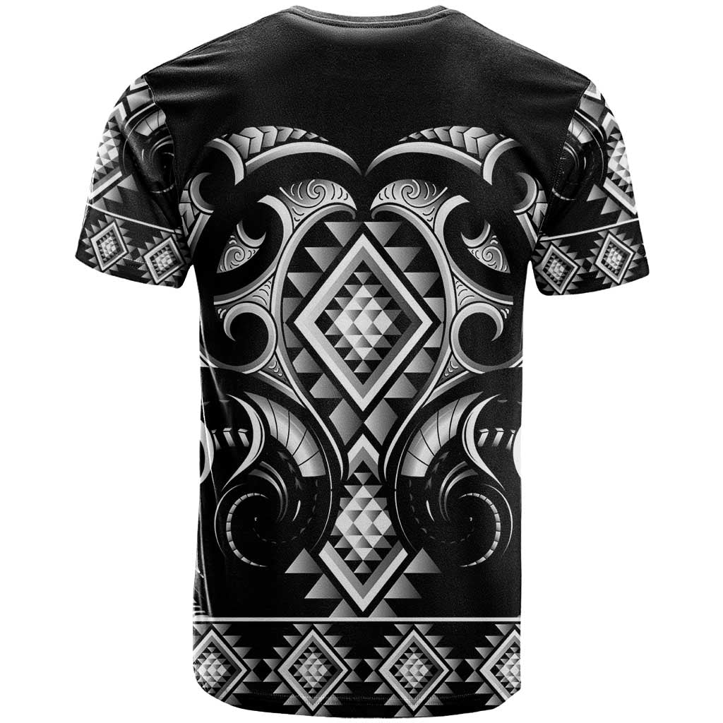 Black Ngaru Taniko With Aotearoa Maori Tattoo T Shirt