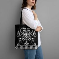 Black Ngaru Taniko With Aotearoa Maori Tattoo Tote Bag - Polynesian Pride