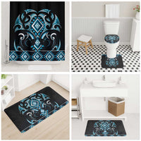 Blue Ngaru Taniko With Aotearoa Maori Tattoo Bathroom Set - Polynesian Pride