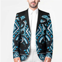 Blue Ngaru Taniko With Aotearoa Maori Tattoo Blazer - Polynesian Pride