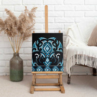 Blue Ngaru Taniko With Aotearoa Maori Tattoo Canvas Wall Art