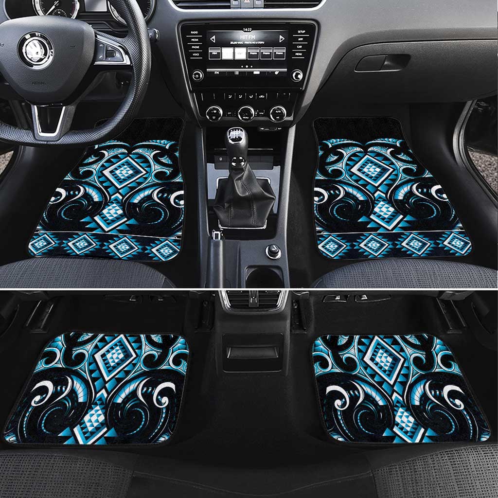 Blue Ngaru Taniko With Aotearoa Maori Tattoo Car Mats