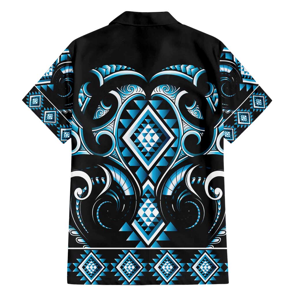 Blue Ngaru Taniko With Aotearoa Maori Tattoo Family Matching Long Sleeve Bodycon Dress and Hawaiian Shirt