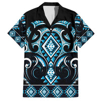 Blue Ngaru Taniko With Aotearoa Maori Tattoo Family Matching Puletasi and Hawaiian Shirt