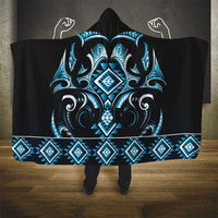 Blue Ngaru Taniko With Aotearoa Maori Tattoo Hooded Blanket LT14 - Polynesian Pride