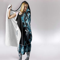 Blue Ngaru Taniko With Aotearoa Maori Tattoo Hooded Blanket LT14 - Polynesian Pride