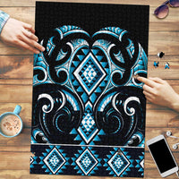 Blue Ngaru Taniko With Aotearoa Maori Tattoo Puzzle - Polynesian Pride