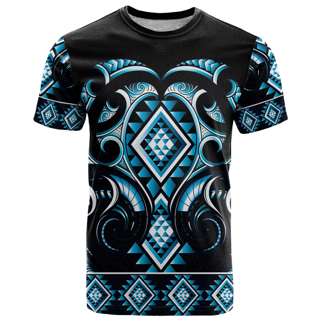 Blue Ngaru Taniko With Aotearoa Maori Tattoo T Shirt