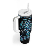 Blue Ngaru Taniko With Aotearoa Maori Tattoo Tumbler With Handle