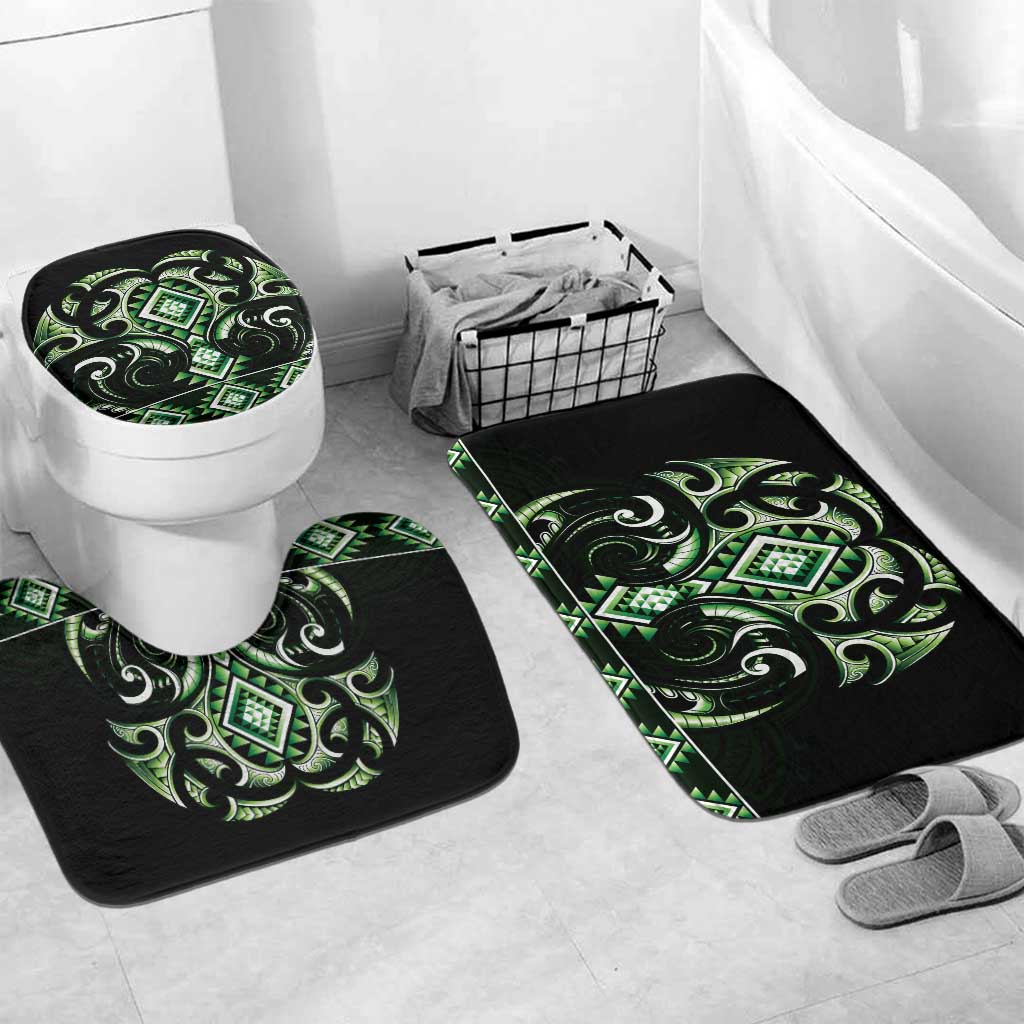 Green Ngaru Taniko With Aotearoa Maori Tattoo Bathroom Set - Polynesian Pride
