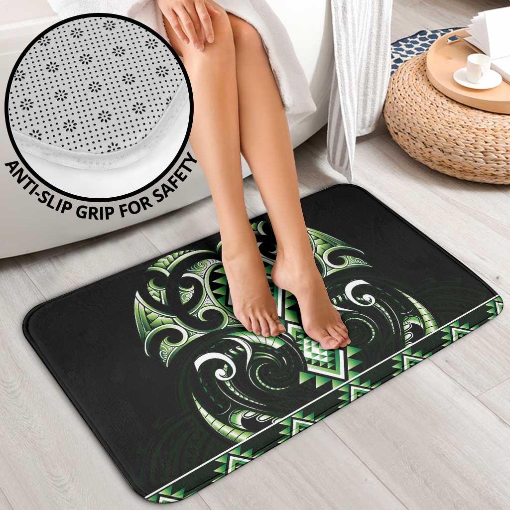 Green Ngaru Taniko With Aotearoa Maori Tattoo Bathroom Set - Polynesian Pride