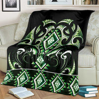Green Ngaru Taniko With Aotearoa Maori Tattoo Blanket