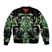 Green Ngaru Taniko With Aotearoa Maori Tattoo Bomber Jacket