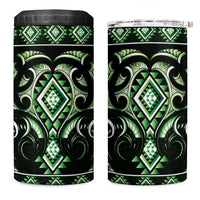 Green Ngaru Taniko With Aotearoa Maori Tattoo 4 in 1 Can Cooler Tumbler