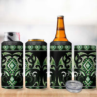 Green Ngaru Taniko With Aotearoa Maori Tattoo 4 in 1 Can Cooler Tumbler