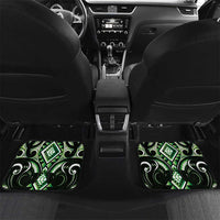 Green Ngaru Taniko With Aotearoa Maori Tattoo Car Mats
