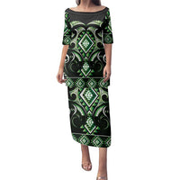Green Ngaru Taniko With Aotearoa Maori Tattoo Family Matching Puletasi and Hawaiian Shirt