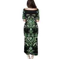 Green Ngaru Taniko With Aotearoa Maori Tattoo Family Matching Puletasi and Hawaiian Shirt