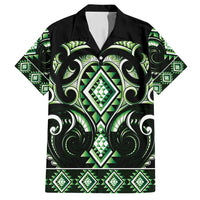Green Ngaru Taniko With Aotearoa Maori Tattoo Family Matching Tank Maxi Dress and Hawaiian Shirt